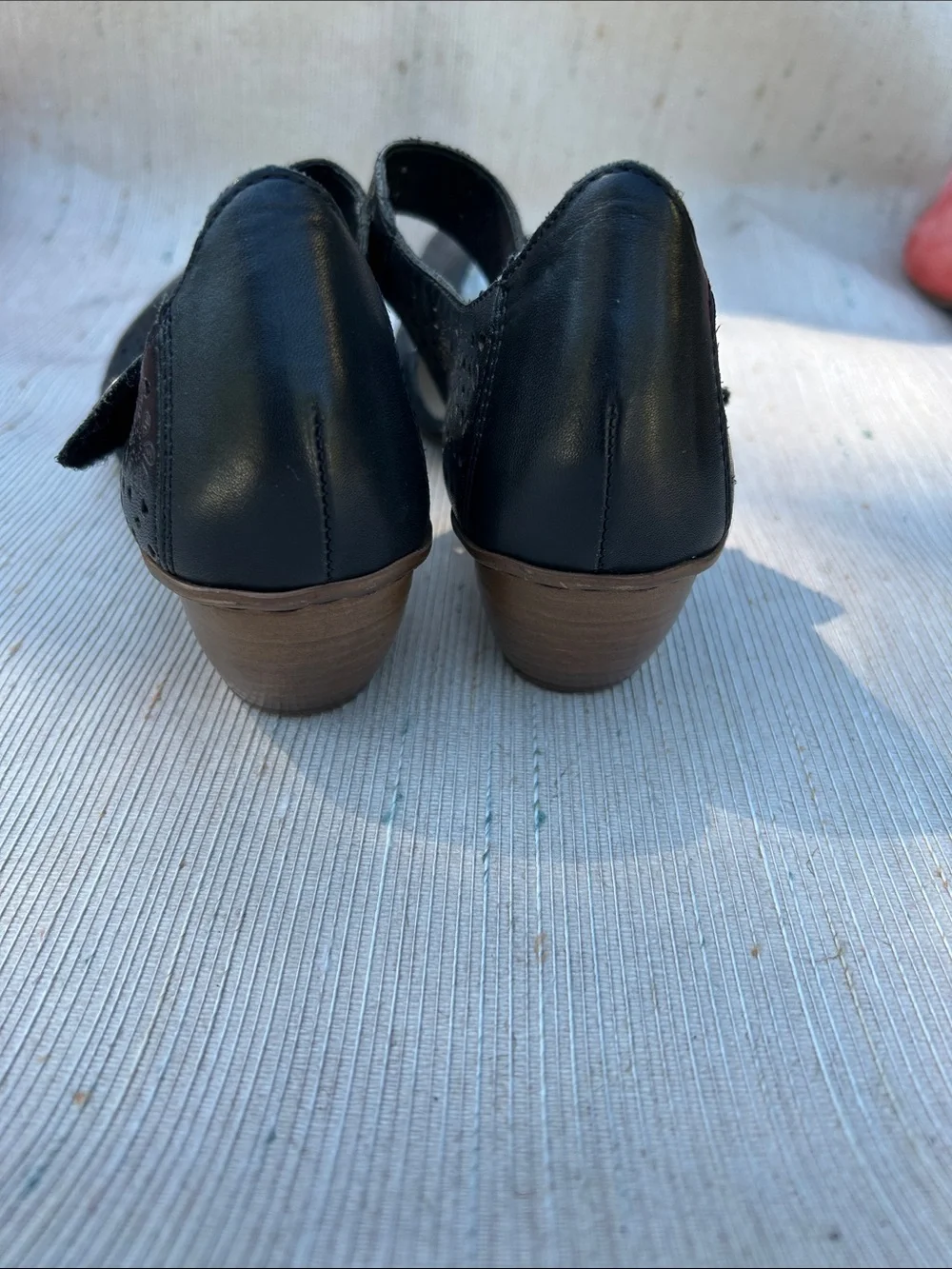 Rieker Black Floral Cutout Mary Jane Flats